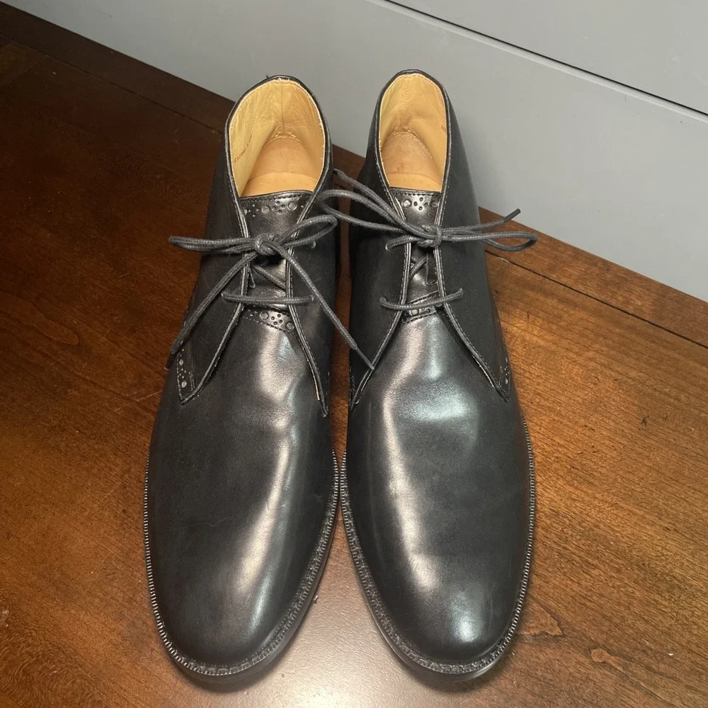 Cole Haan Graydon Chukka Boots Men 7.5  M Black Leather Lace Up 9.5 women NWOB